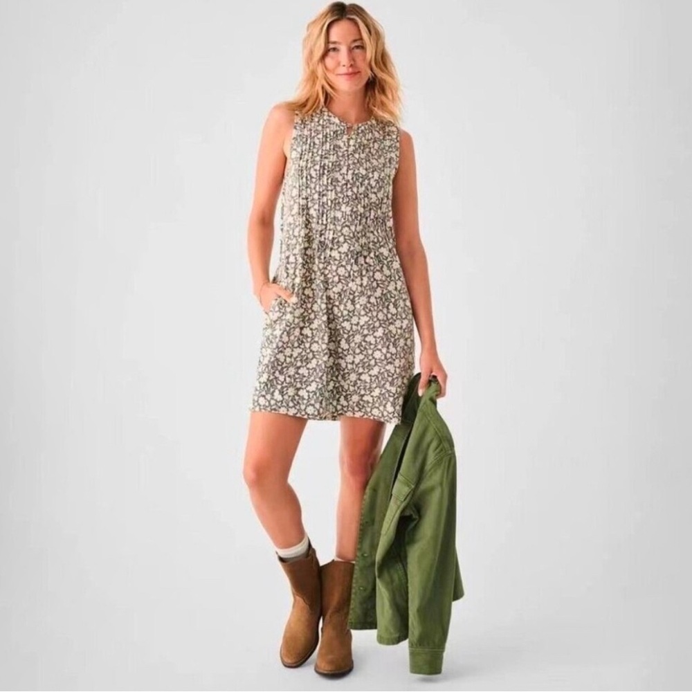 Faherty Isha Dress Nusa Floral Linen Blend XS